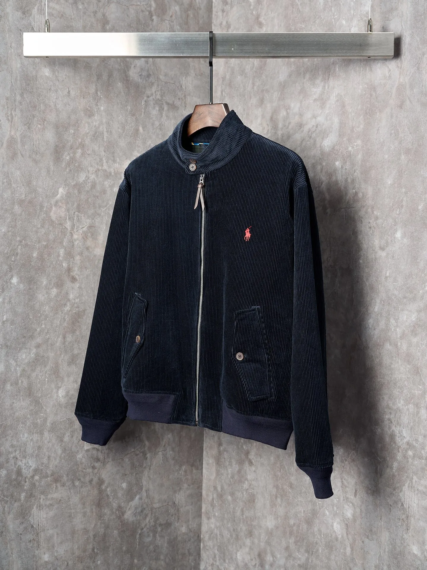 P550 Actual auction】Ralph Lauren/Ralph Lauren dark blue wide embroidered corduroy jacket [ready in stock] S M L XL